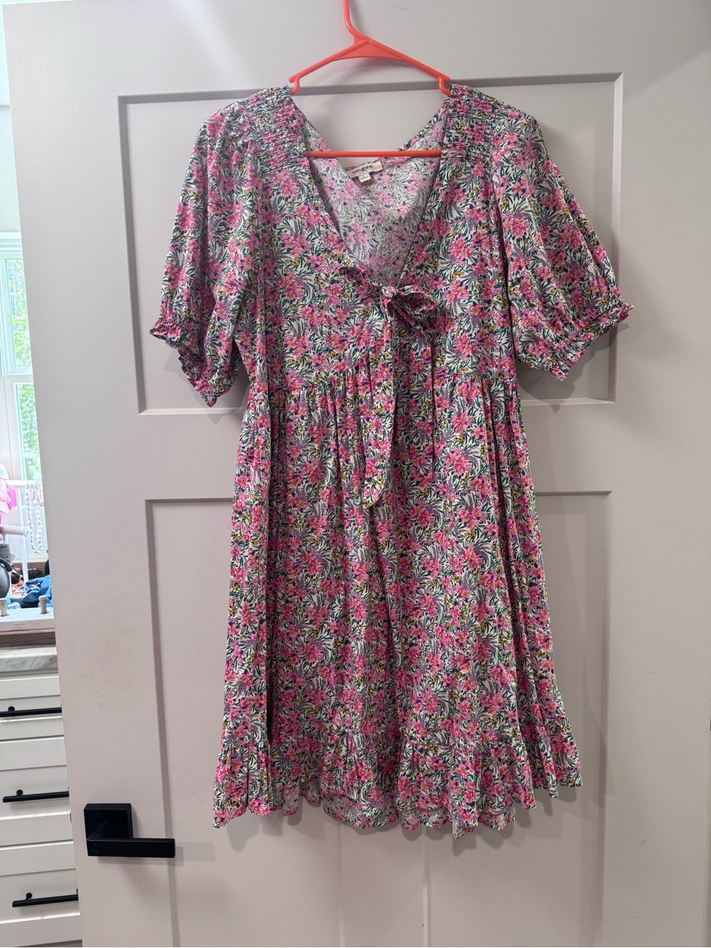 Umgee Pink Floral Tie-Front Mini Dress